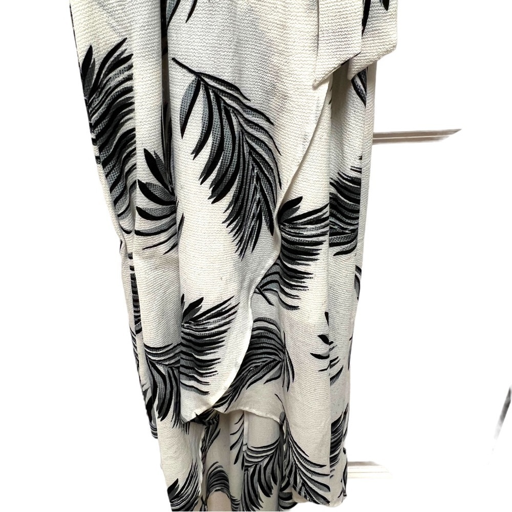 Womens Palm Leaf Wrap Midi Dress Medium Tropical Beach Vacation Resort Tie Waist - Picture 8 of 17